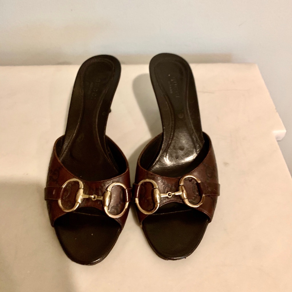 Gucci Leather Mini Heel Sandals